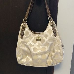 NWT - MAJOR REDUCTION TO SELL! Authentic Coach Monogrammed Gold Metallic Purse